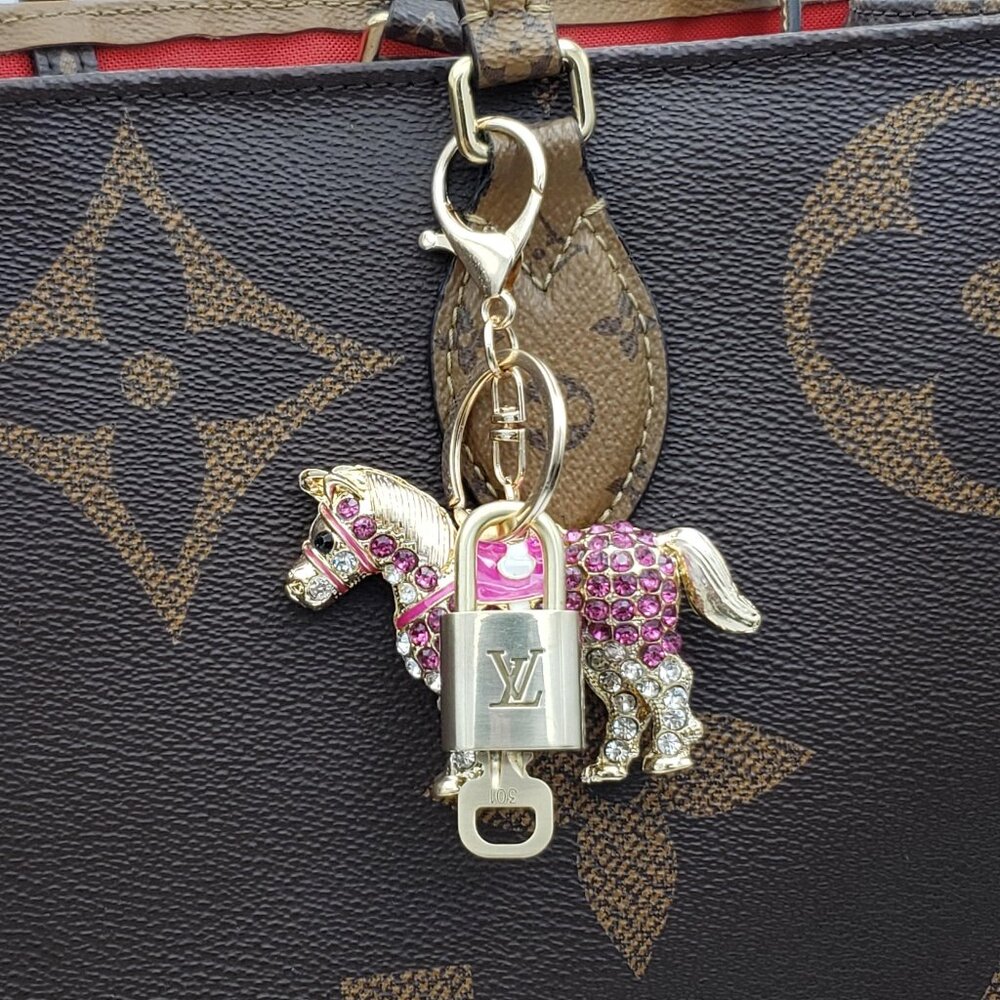 Authentic Louis Vuitton Lock & Key with Unbranded Horse Charm, Keychain - Picture 4 of 12